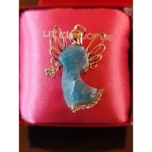Liz Claiborne Gold-tone Blue Crackle Angel Brooch
